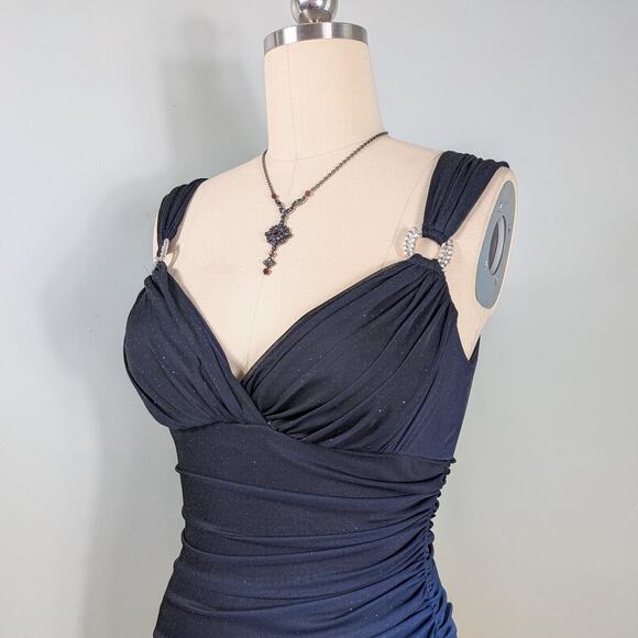 Vintage Betsy Adam Prom Dress Maxi Gown 10 Blue Ombre Y2K Ruffle Fairy 90S Glam - Picture 5 of 16